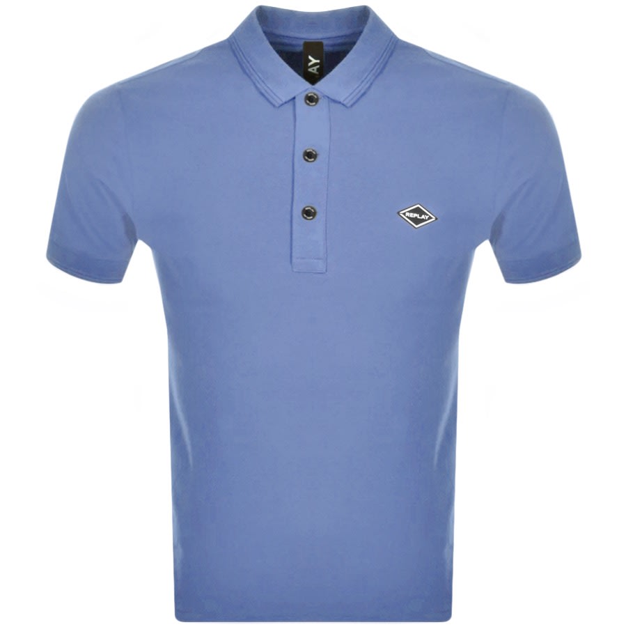 Alternative Image for ProductReplay Short Sleeved Logo Polo T Shirt Blue1